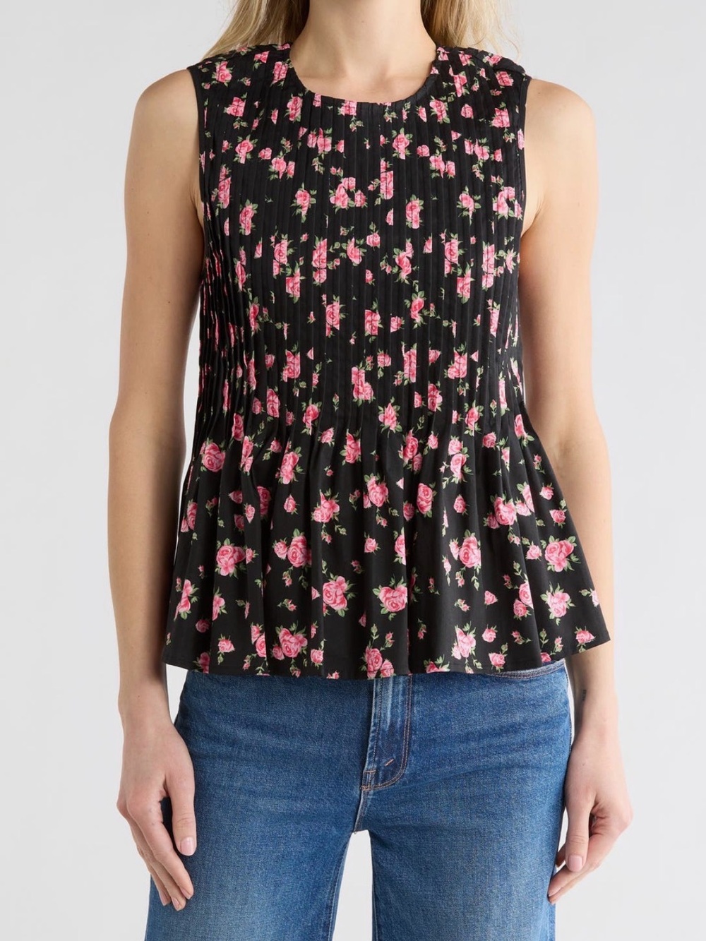 WAYF Pleated Printed Top